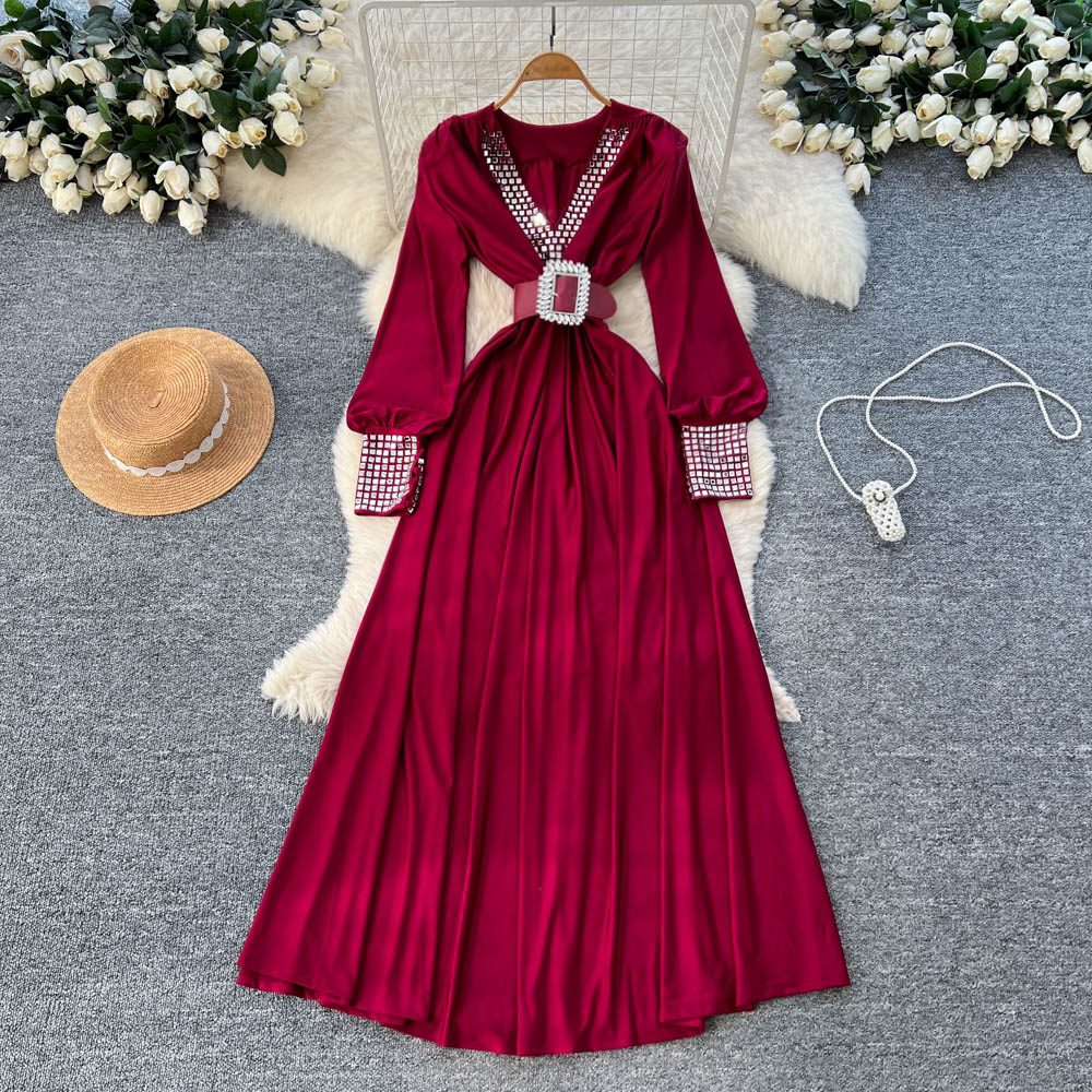 Commuter Cotton 3D Plunge High Waist Midi Dress
