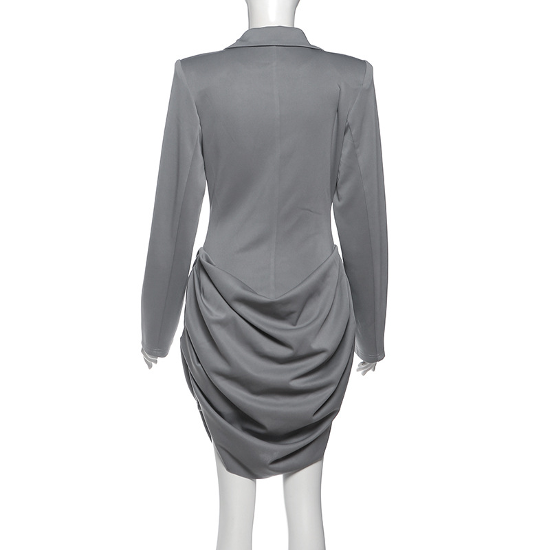 Plunging Neckline Fitted Nipped-In Polyester Dress