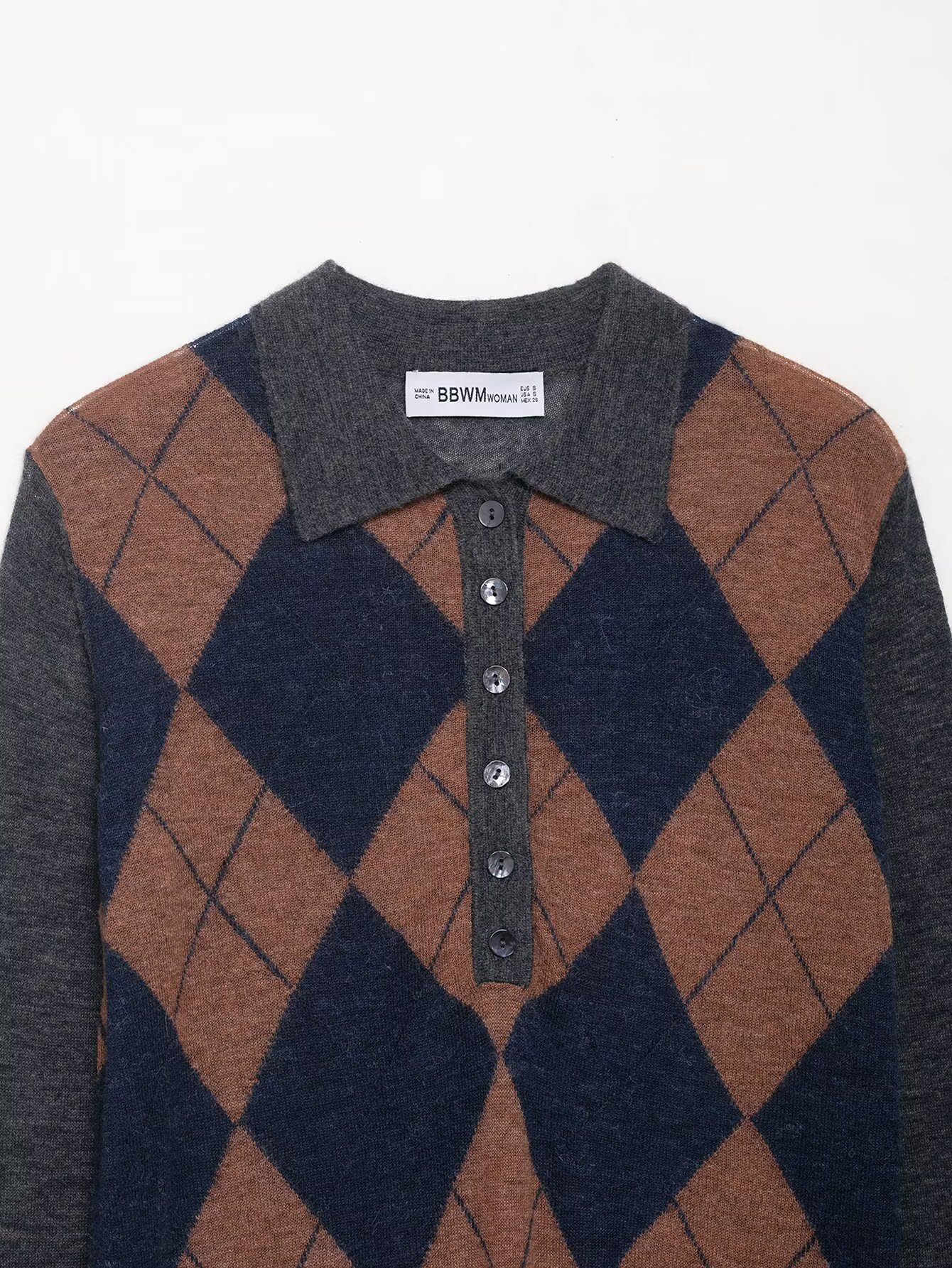 Geometric Knit Long Sleeve Shirt