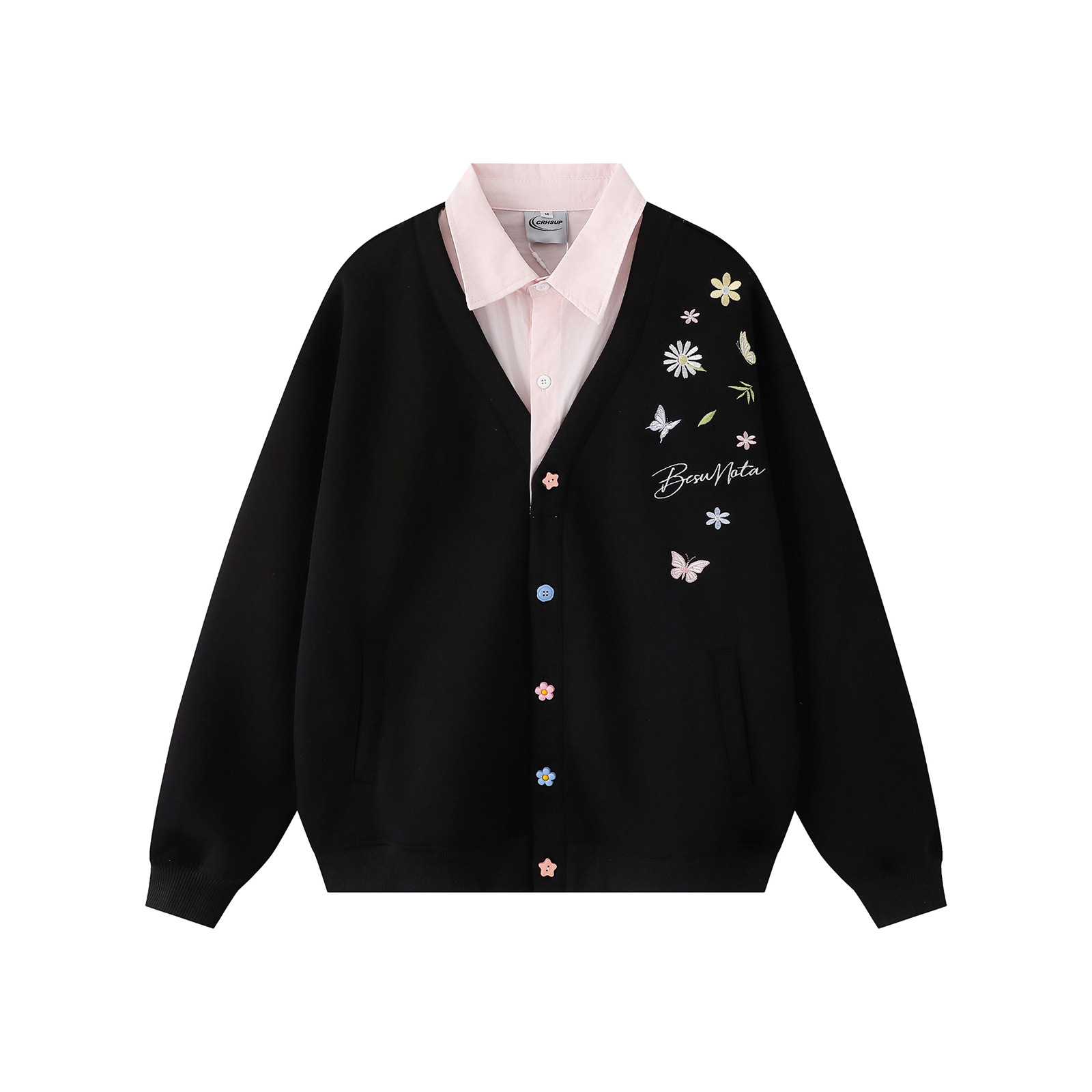 Two-Piece Tie Collar Polo Neck Sweatshirt Couple Casual Jacket