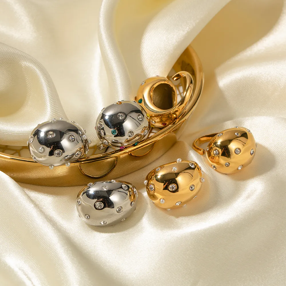 Thick Hollow Brushed Gold-Tone Water-Resistant Ring
