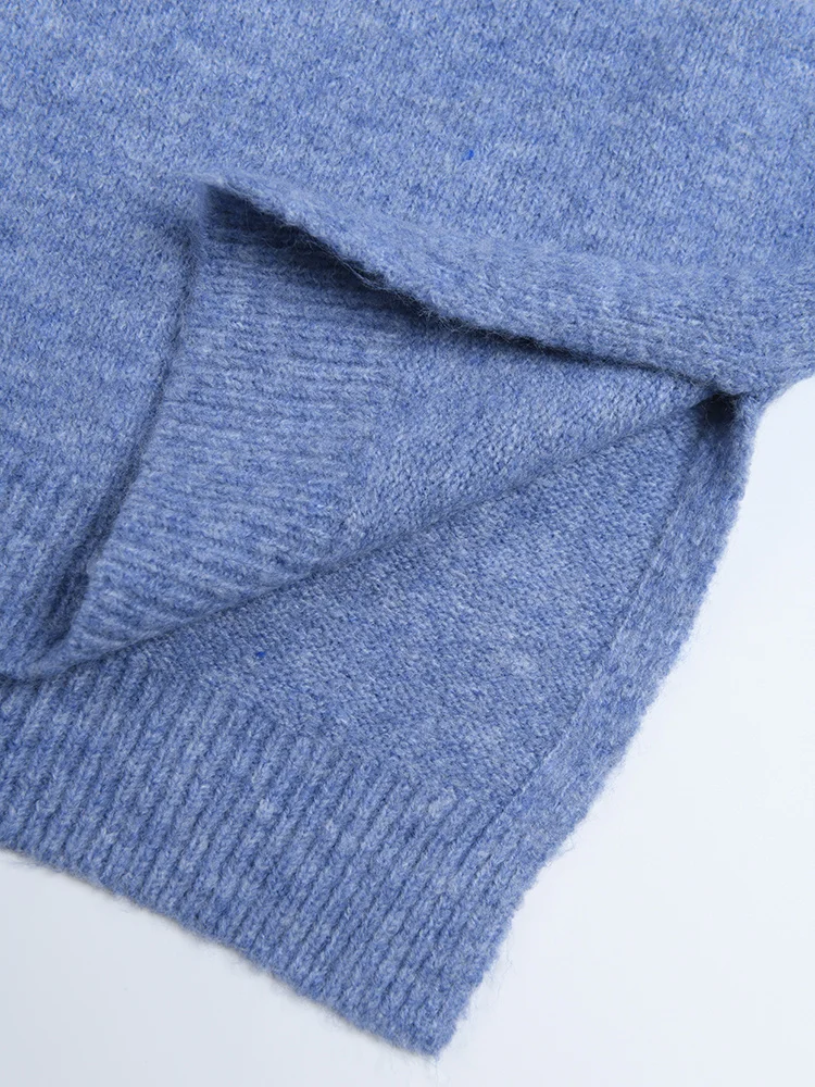 Navy Oversized Crew Collar Balloon Cuff Knit Jumper