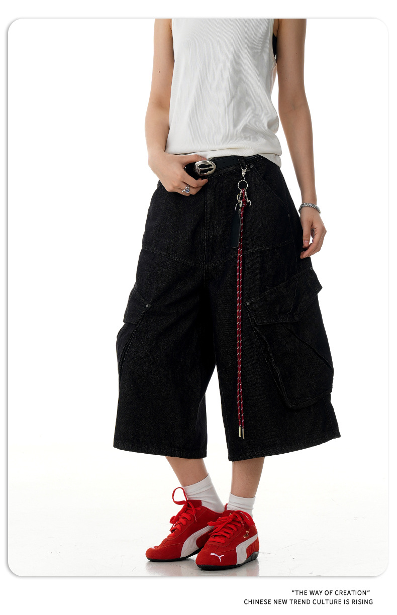 Denim Pants for Men and Women Straight Fit Casual with Multiple Pockets Loose Fit
