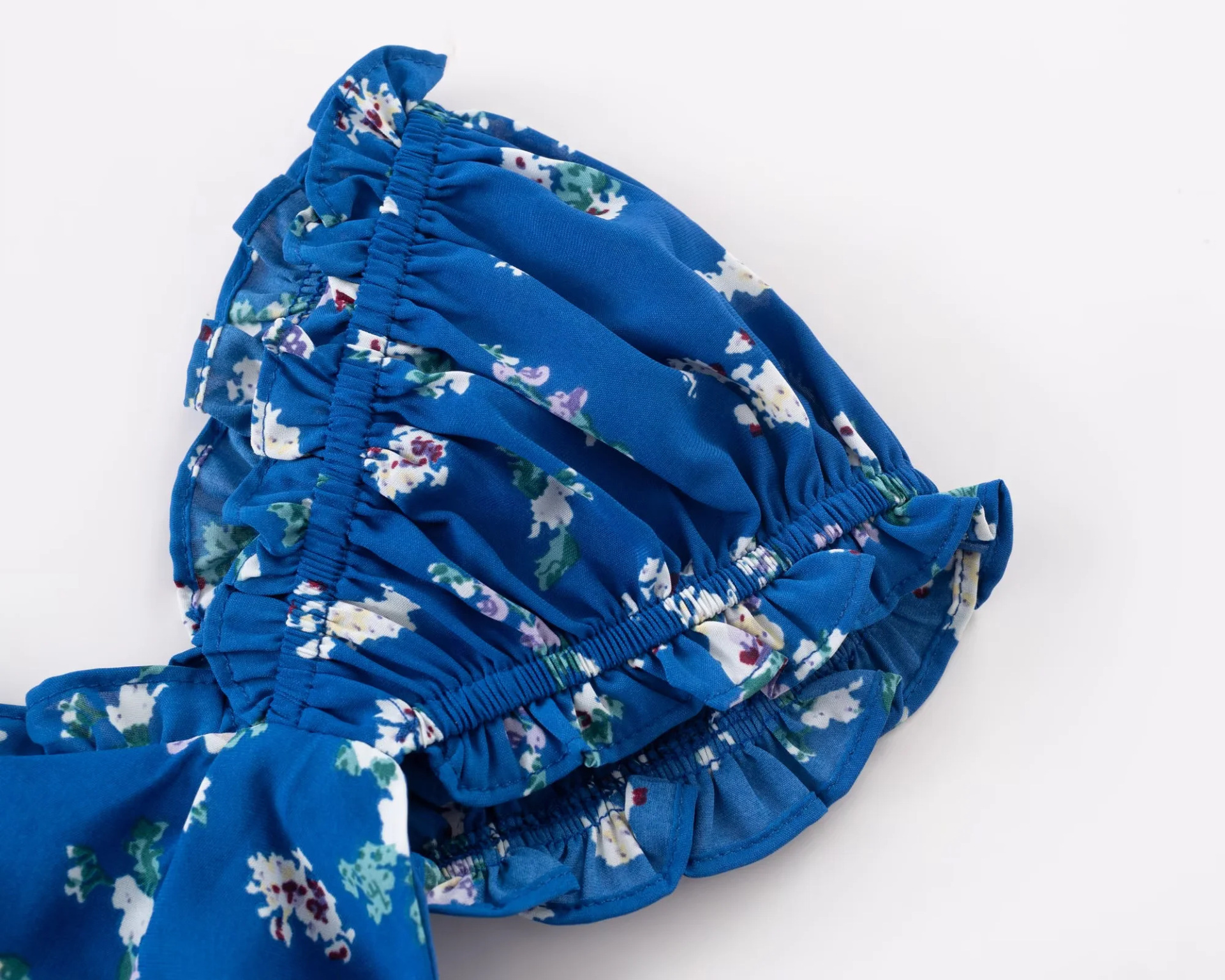 Flower Print Puff A-Line Empire Mini Dress
