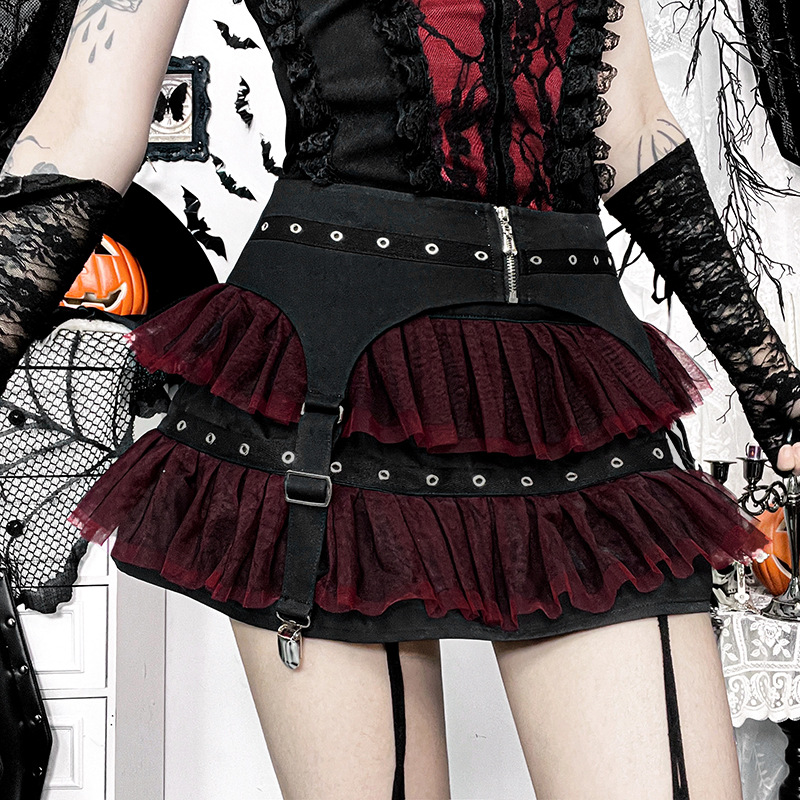 Ladies' Edgy Polyester Color Block Mini Skirt