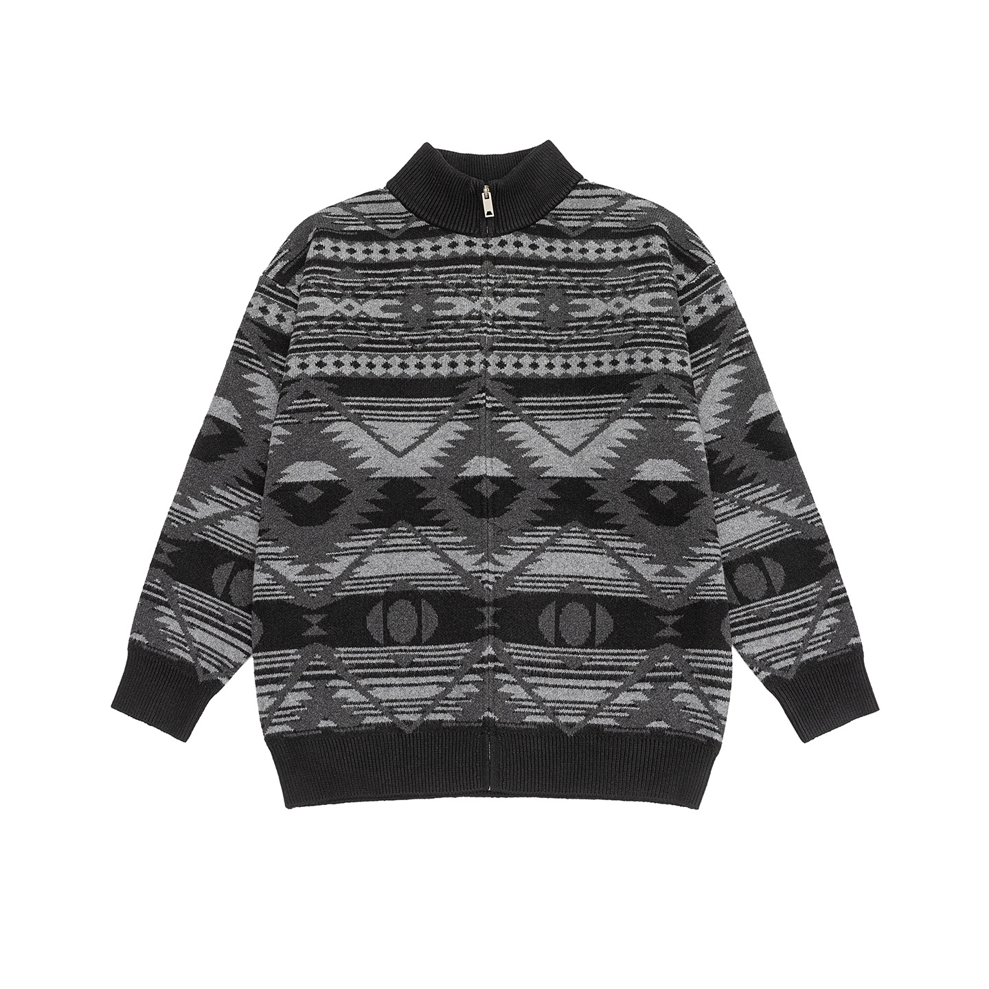Oversized High Neck Knitted Buttoned Cardigan