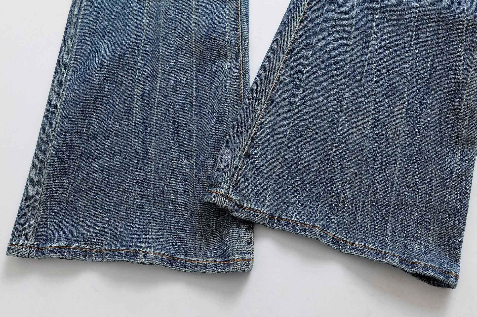 Mid low waist floor length flared pants jeans