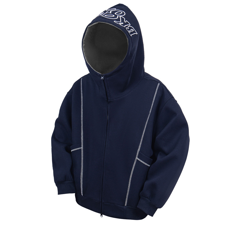 Street Relaxed Fit Zip-Up Letter Print Hoodie