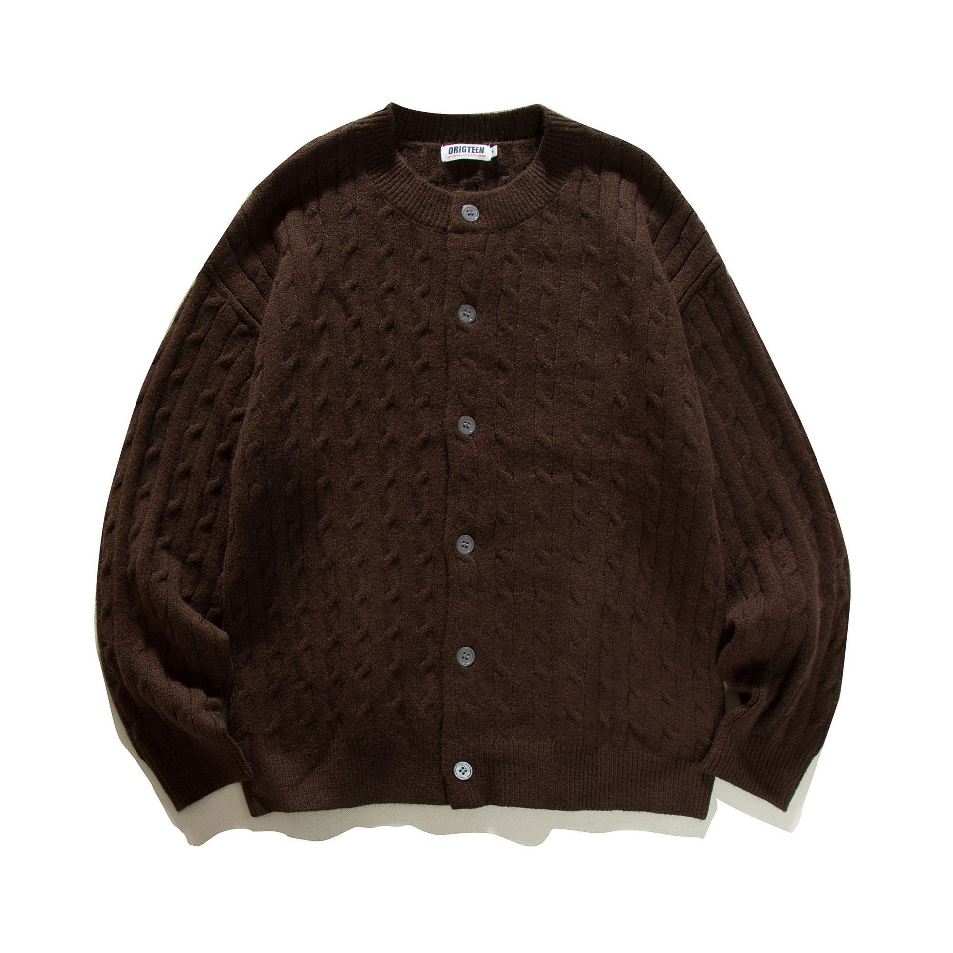 Jacquard Acrylic Loose Fit Long Sleeve Cardigan