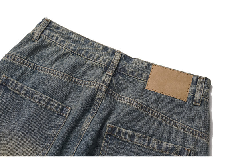 Loose Fit Wide Leg Knife-Edge Denim Pants