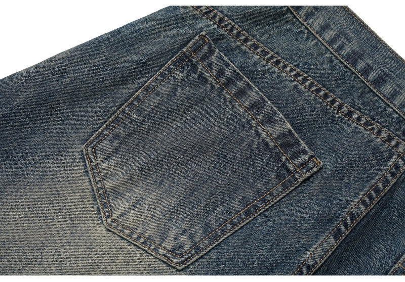 Washed Patchwork Loose Wide-Legged Knife-Edge Denim Pants