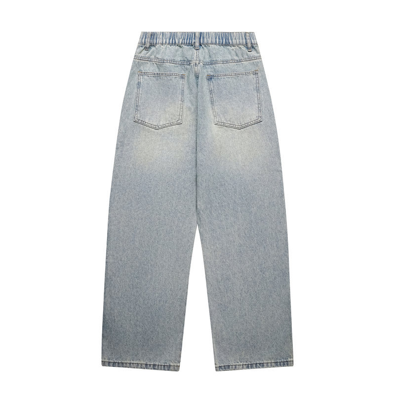 Relaxed Straight Leg Wide Leg Jeans Men Casual Pants