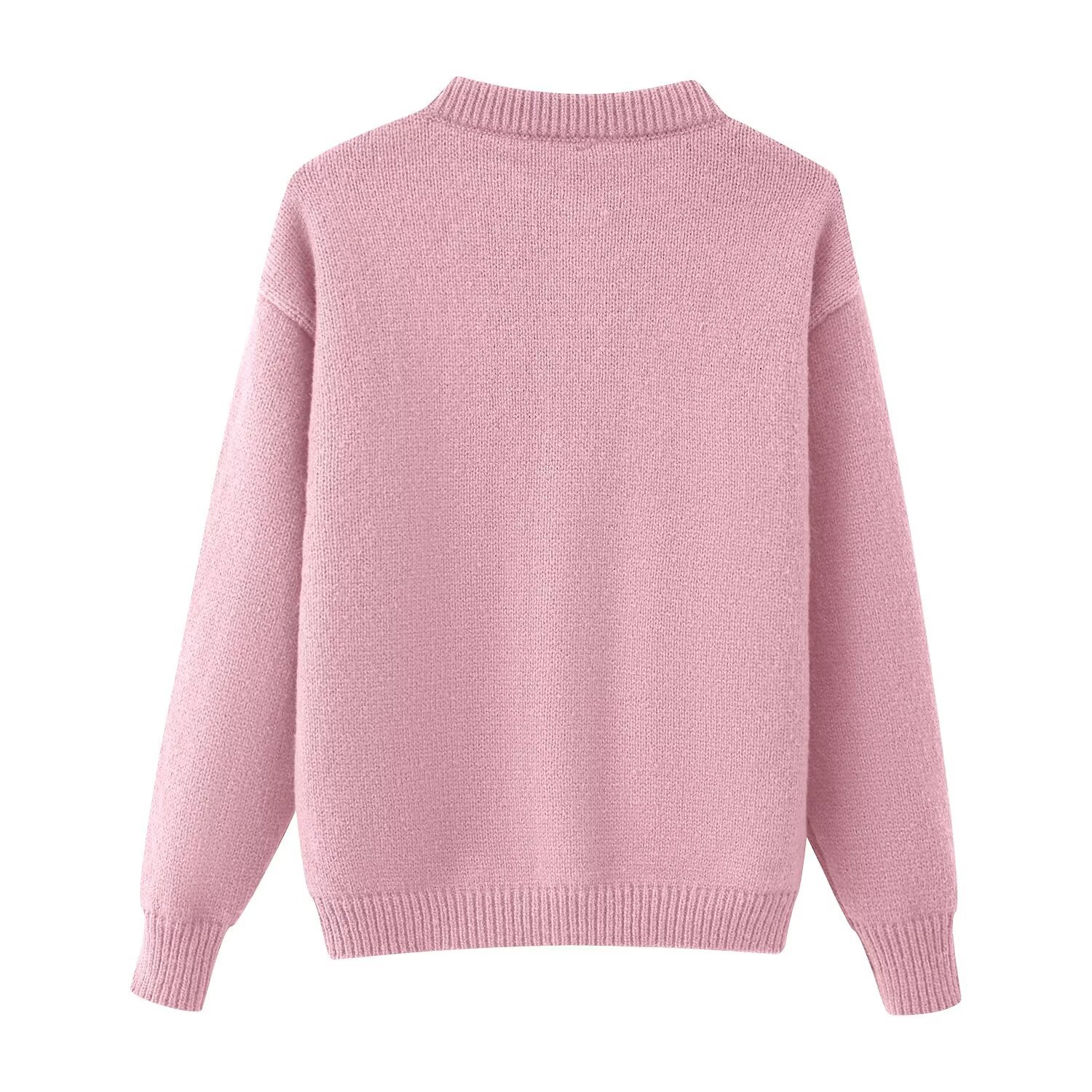 Classic Women's Plain Long Sleeve Polyester Cardigan