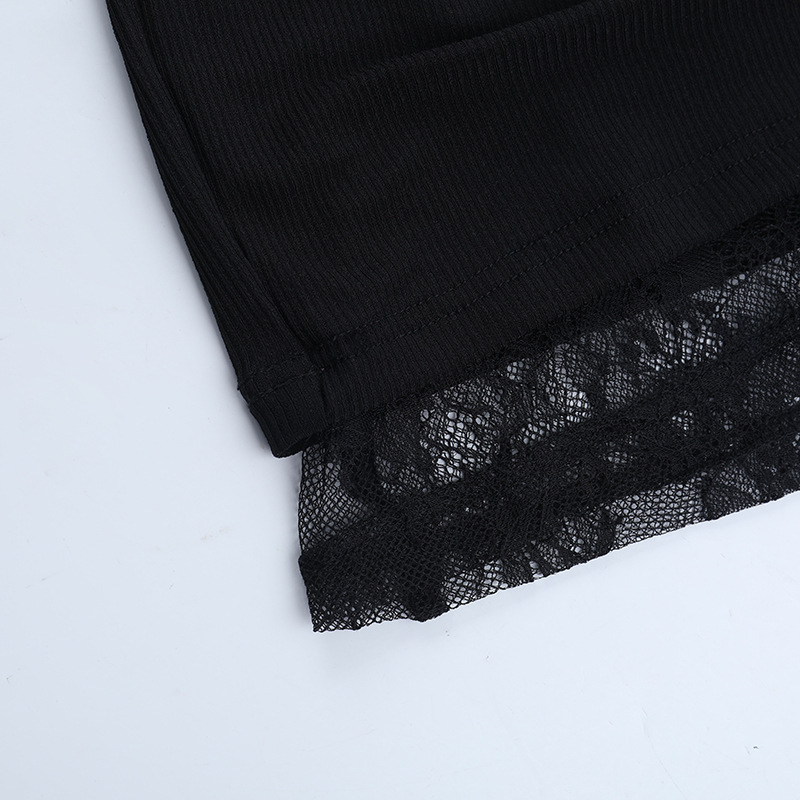 Asymmetric Openwork Paneled Full-Length Sleeve Dress