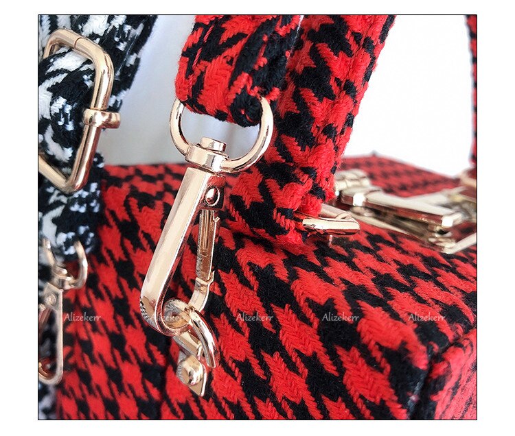 With Code Lock Houndstooth Box Shoulder Bag New Elegant Korean Purses And Handbags Female Big Square Crossbody Retro Bag