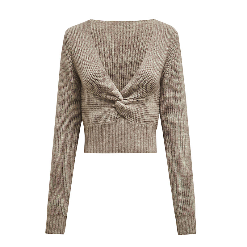 Long Sleeve Pointed Collar Sweater For Her