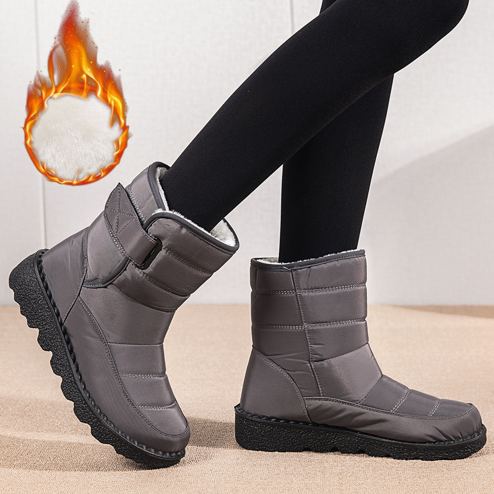Winter New Snow Boots Women's High Top Waterproof Cotton Shoes Casual Short Tube Plush Plus Large Cotton Boots 43 Amazon