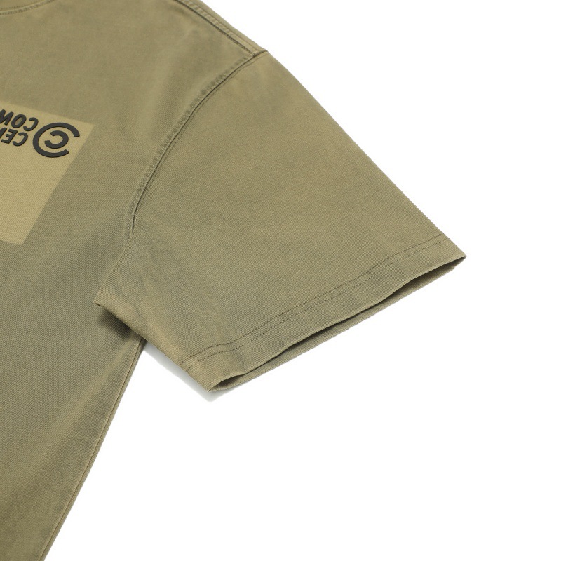 Washed and distressed letter print design with small neckline and short sleeved T-shirt