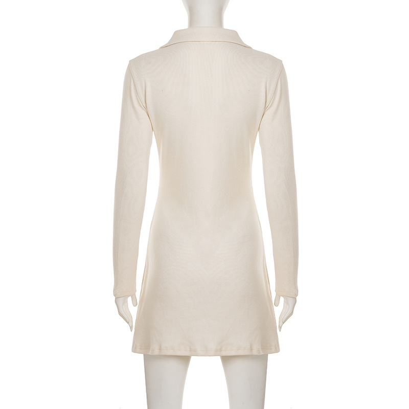 Solid Notch Lapel Dress