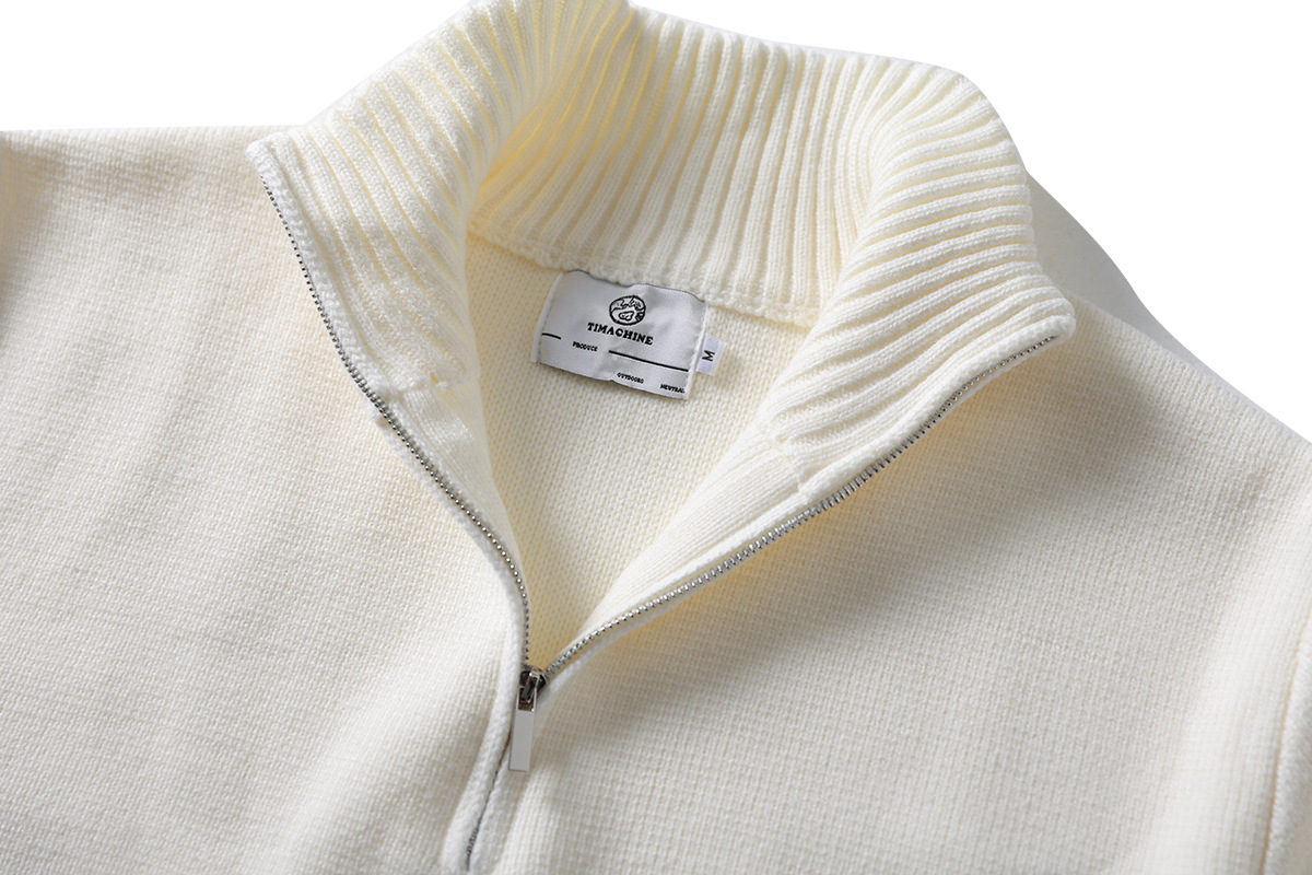 Plain Stand Collar Sweater Japanese Minimalist