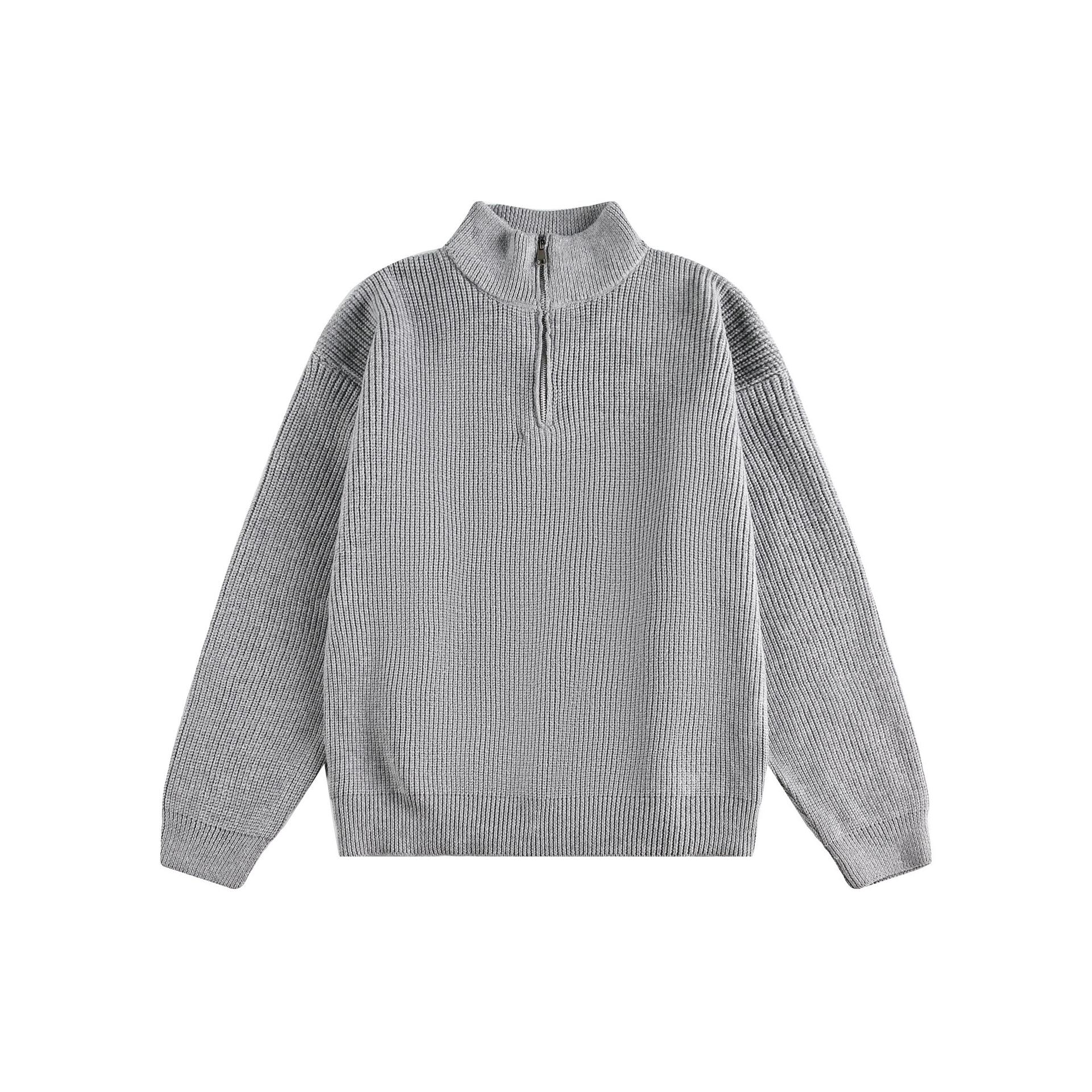 Classic Long Sleeve Mock Turtleneck Zip Sweater