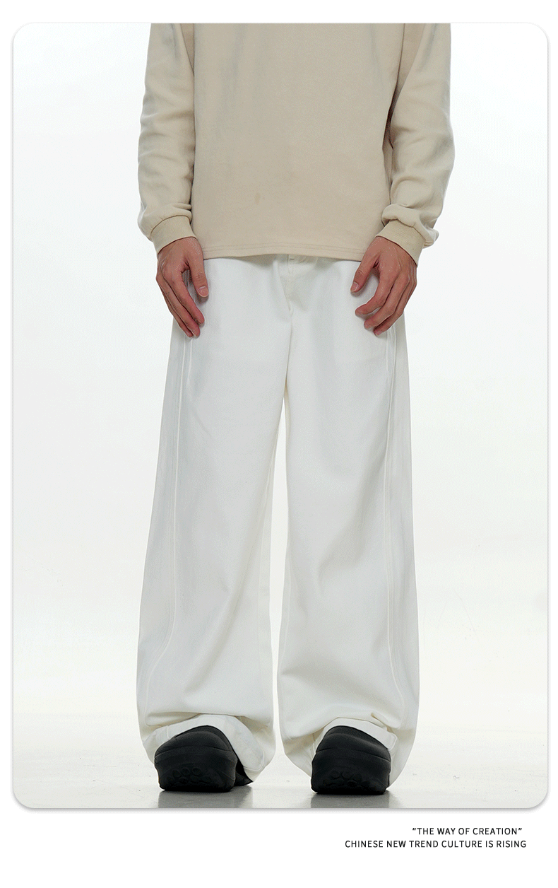 Straight Casual Jeans for Men and Women Cleanfit Trendy Loose Slim Pure Cotton Long Pants