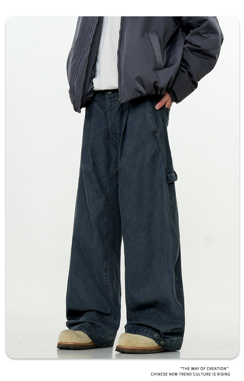 Loose Fit Carpenter Pants for Men and Women Wide Leg Trousers with Casual Simple Design