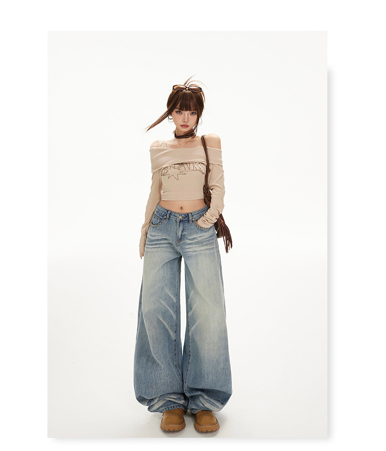 Women's Wide-Leg Jeans Female Spicy Girl Slimming Loose Straight Tube Floor-Length Pants