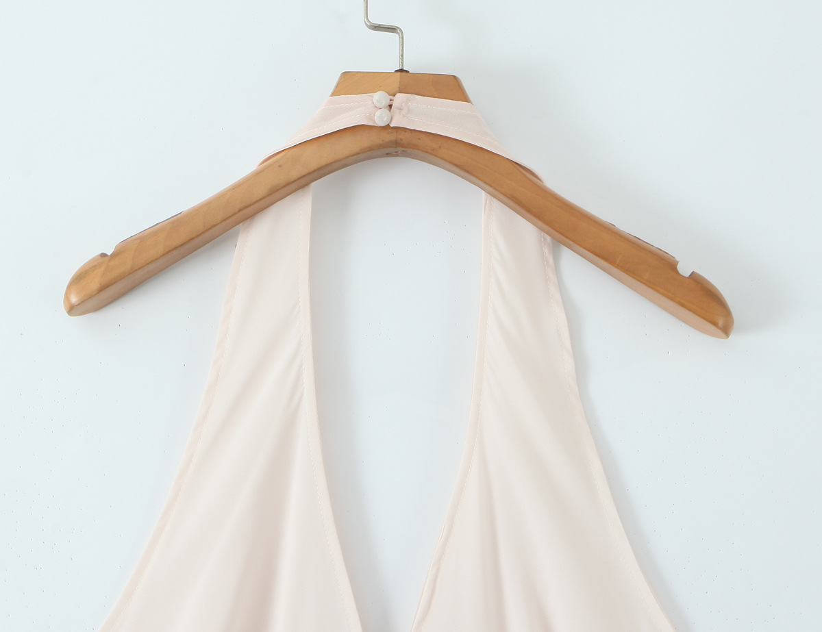 Sleeveless Halter Low-Back Fitted Dress