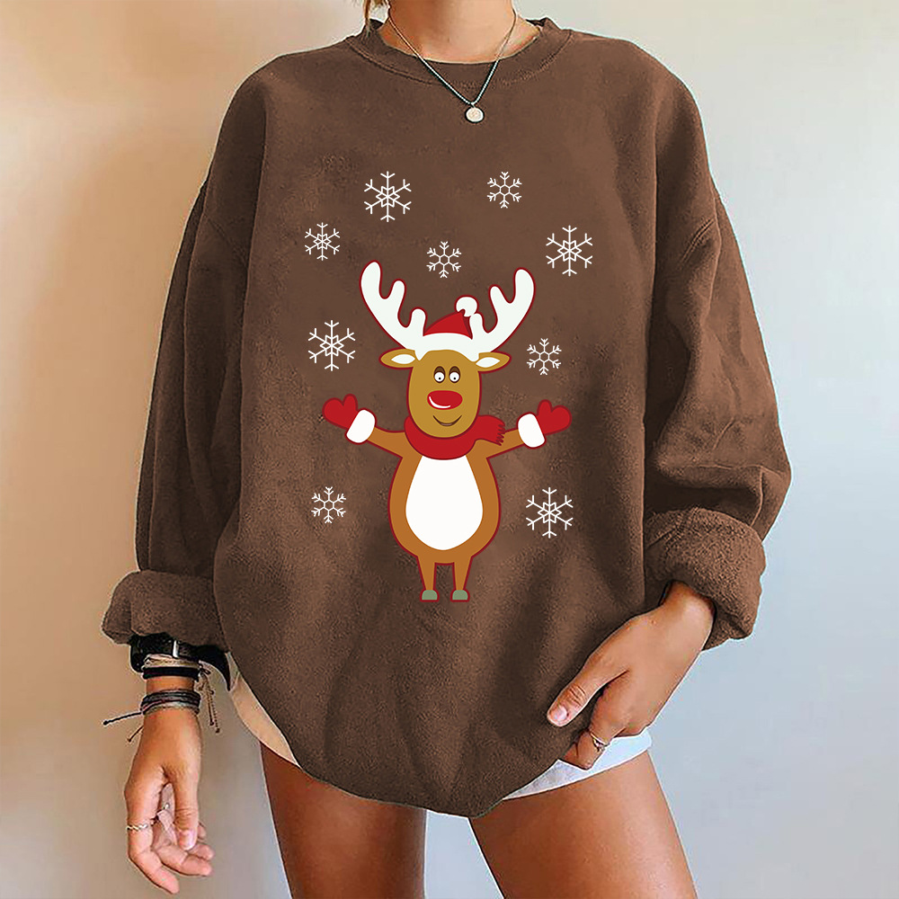 Loose Fit Cotton Blend 3D Deer Hoodie