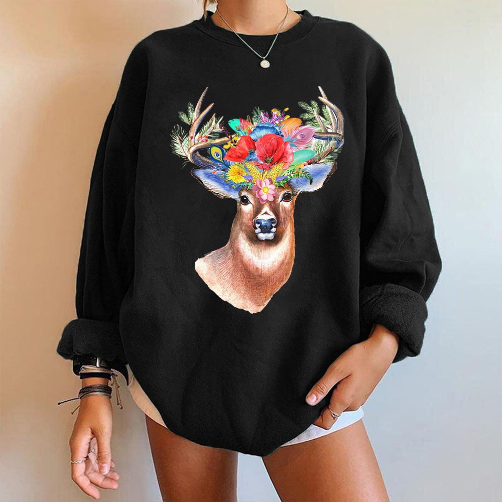 Women's Japanese Korean Oversized 3D Fawn Print Hoodie