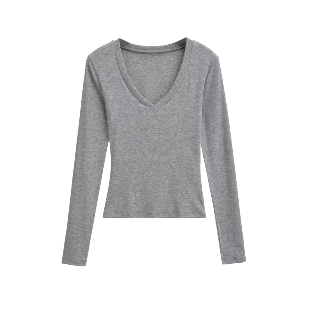 Plain Slim Fit Low Cut Wrist-Length Body Suit