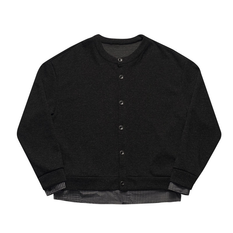 Varsity Checkered Oversized Mock Layer Cardigan