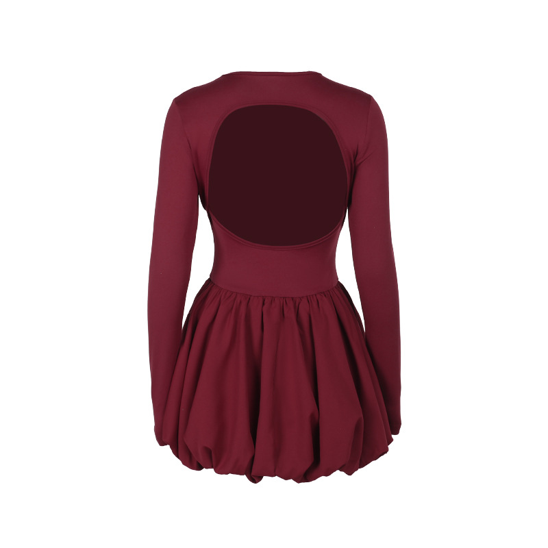 Crewneck Floral Knit Full Sleeve Openback Highwaist Dress