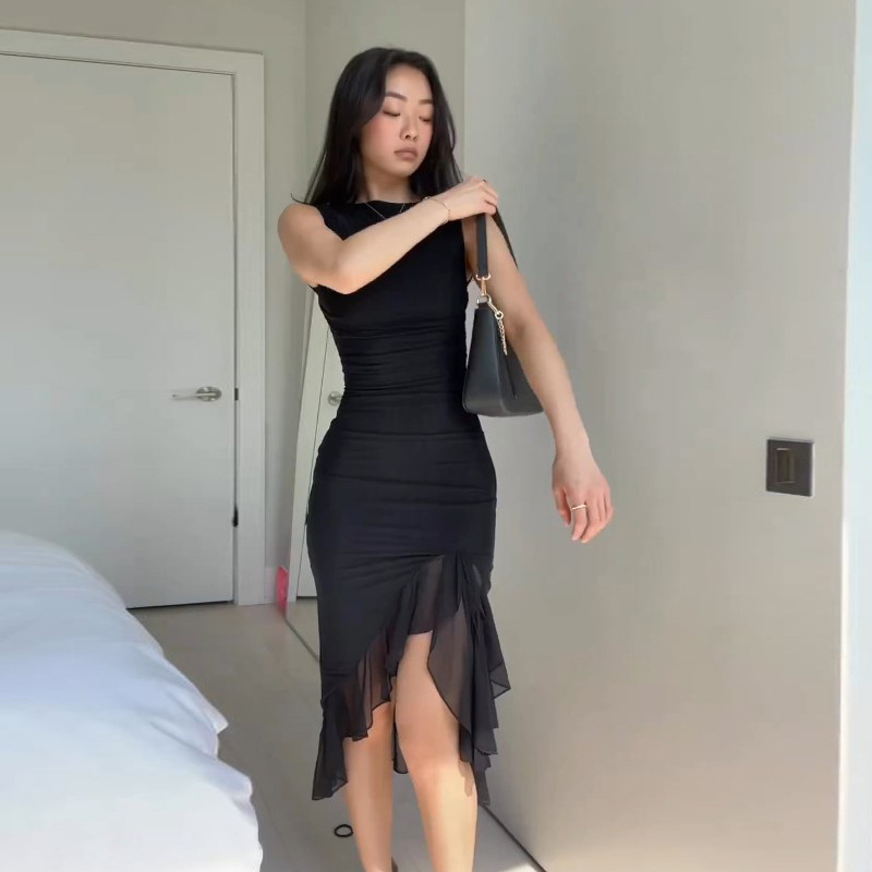 Mid-Rise A-Line Round Neck Contour Tank Dress