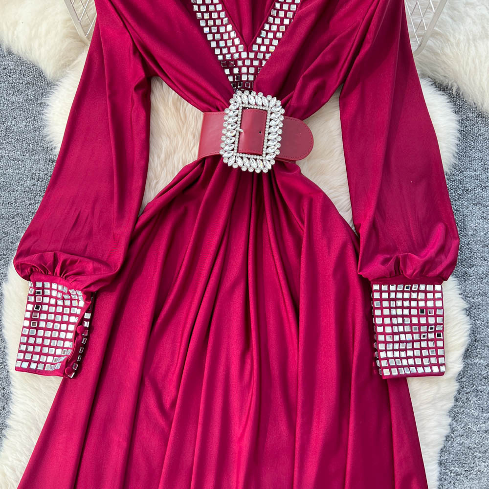 Commuter Cotton 3D Plunge High Waist Midi Dress