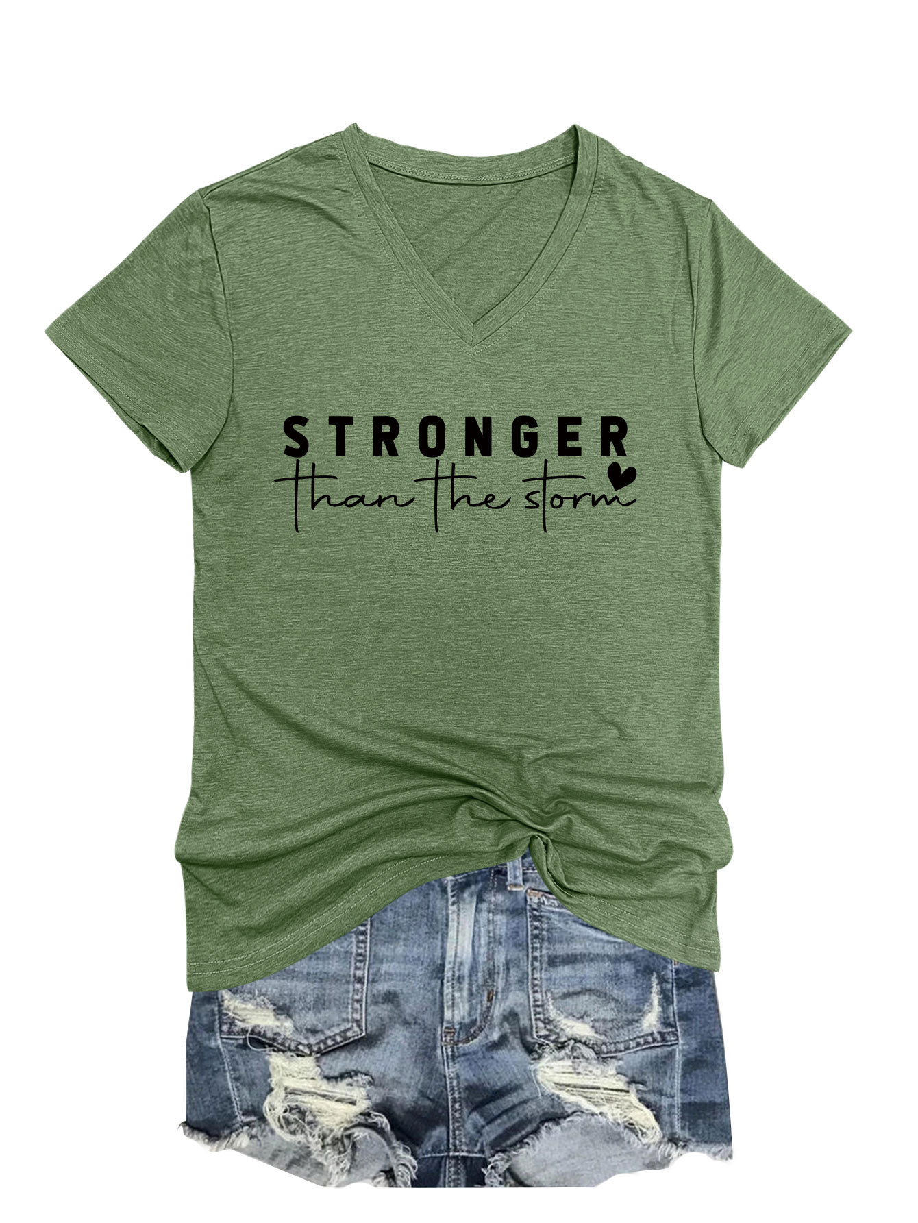 Geometric Print Plunge Front Ladies Tee