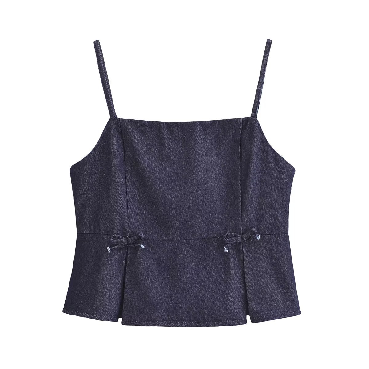 Western Solid Backless Ribbon Cami