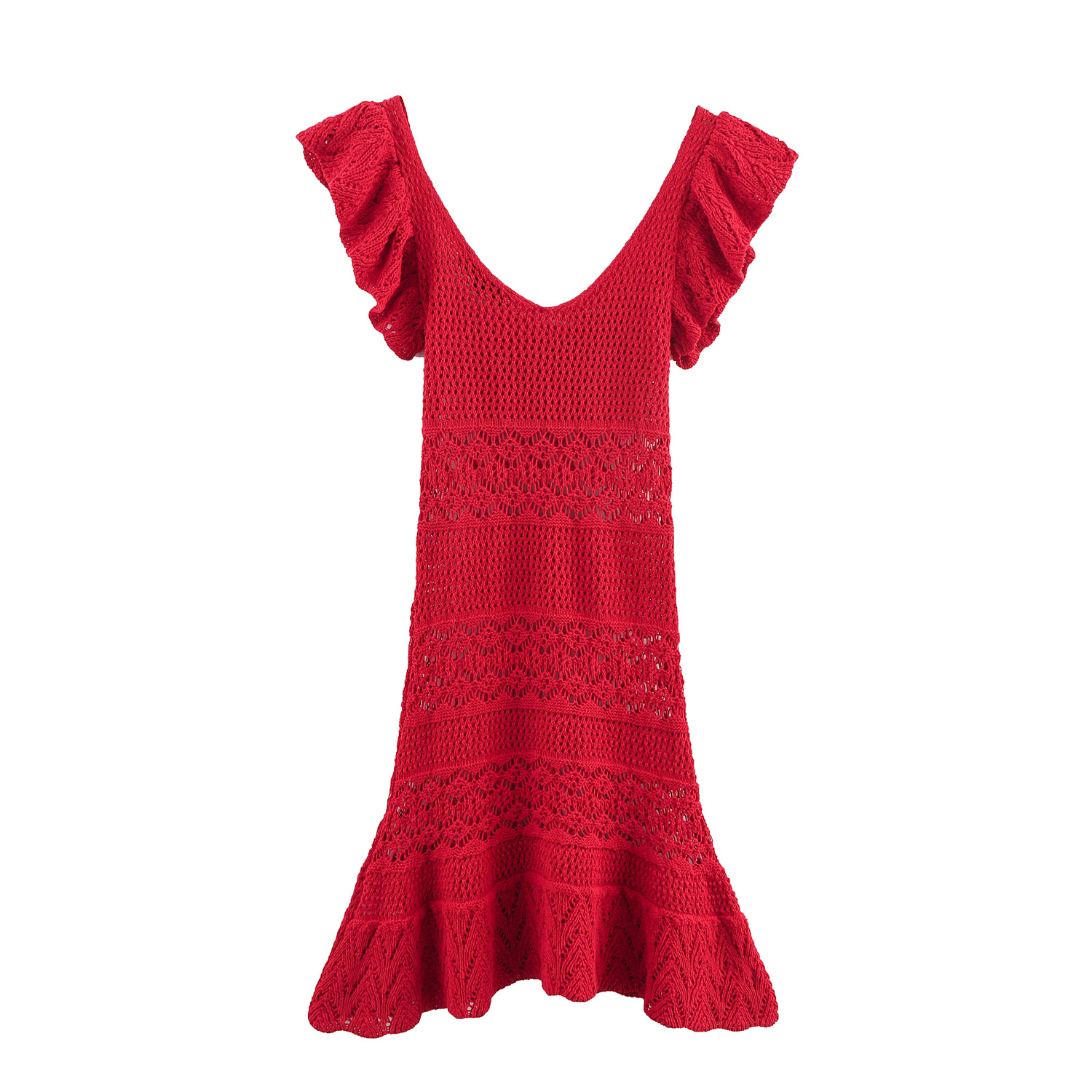 Women's Clothing Layered Decorative Textured Knit Mini Dress