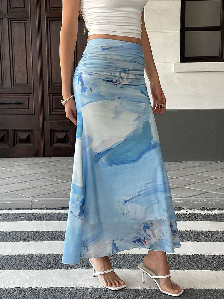 Soft Glossy Swirl Polyester Skirt