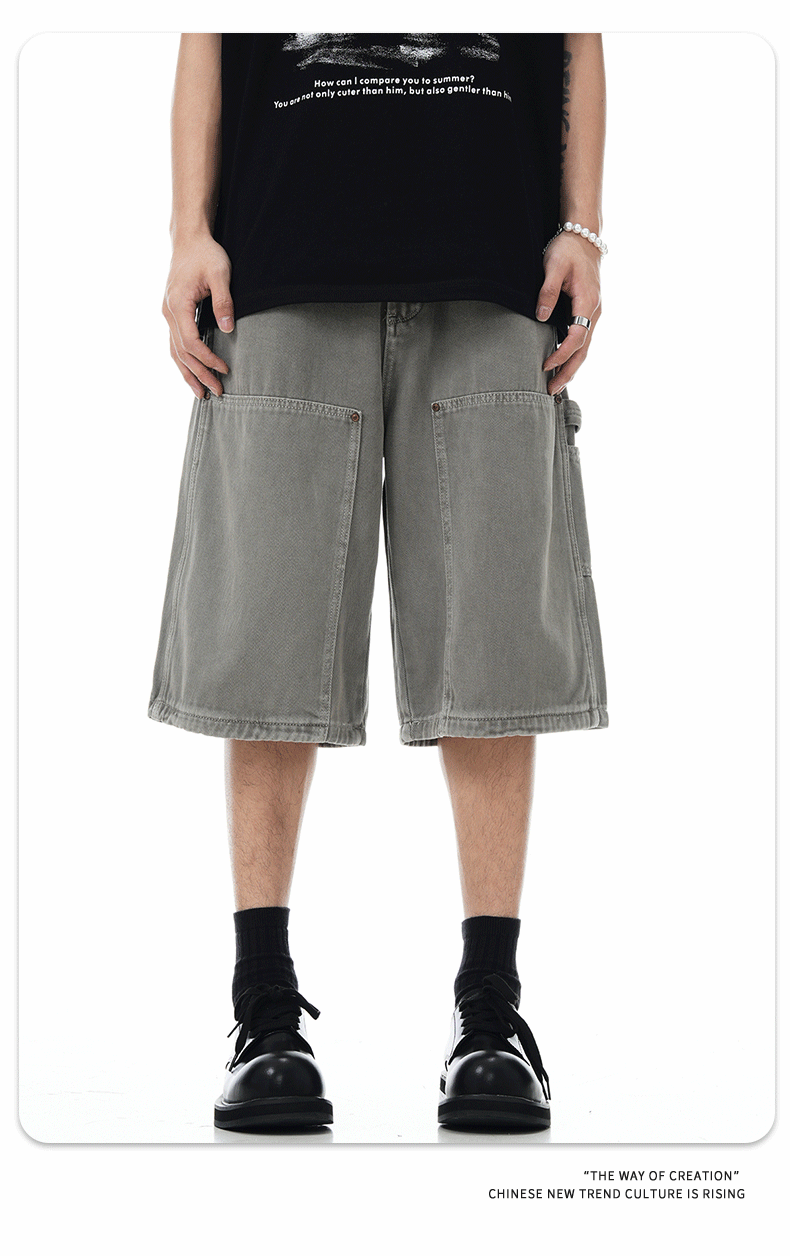 Shorts for Men and Women Loose Straight Leg Design Sense Five-Point Pants Trendy