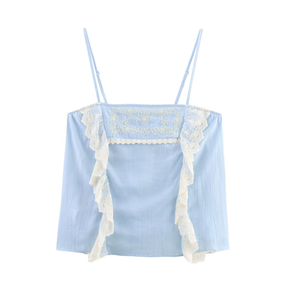 Crew Collar Short Sleeve Polyester Blouse