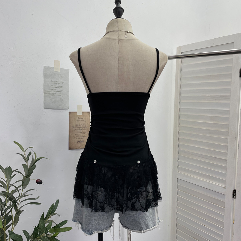 Sexy Lacy Crew Neck Slim Fit Tank Top