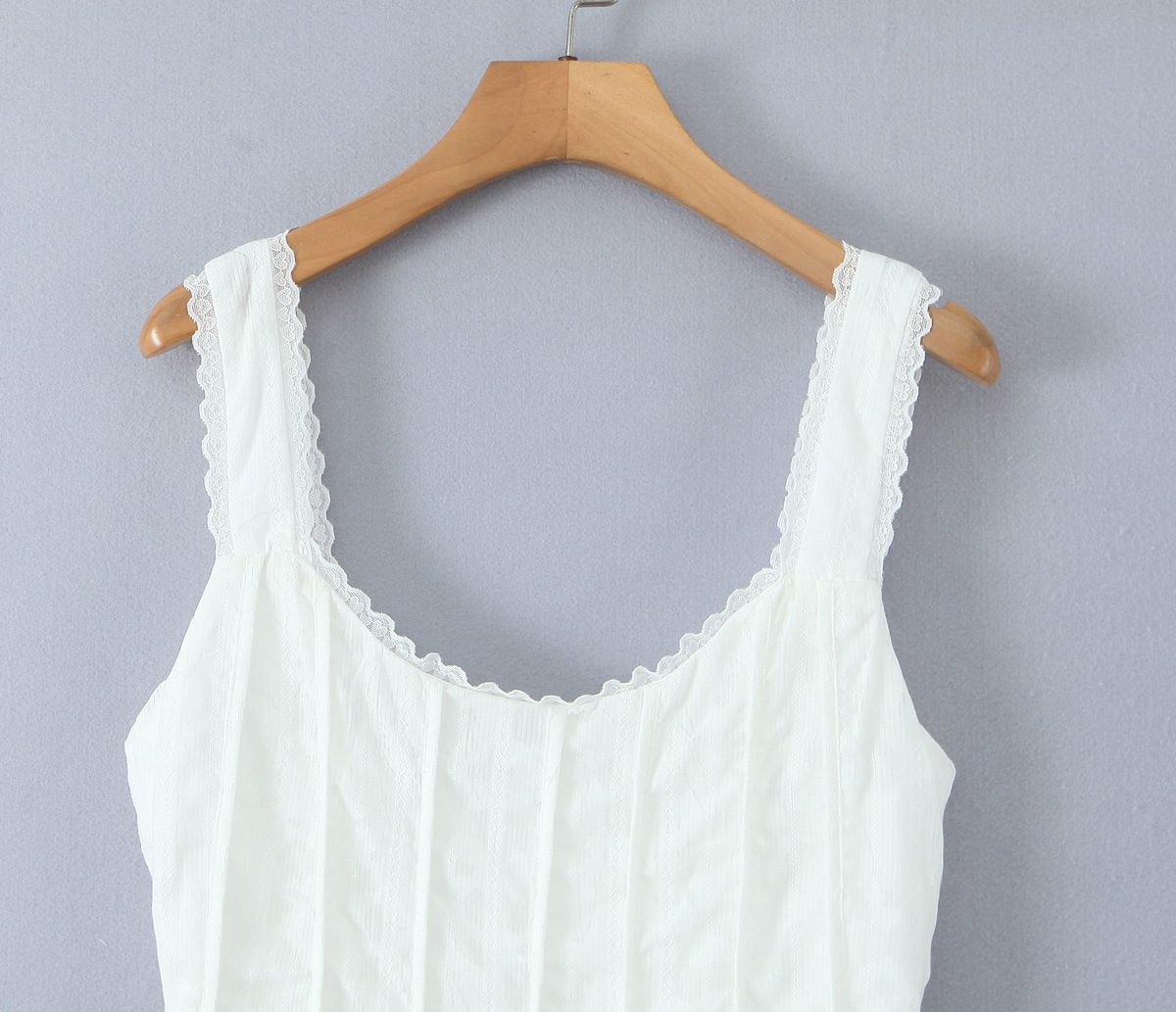 U-Neck Sleeveless Fresh Solid Mid-Waist Polyester Dress