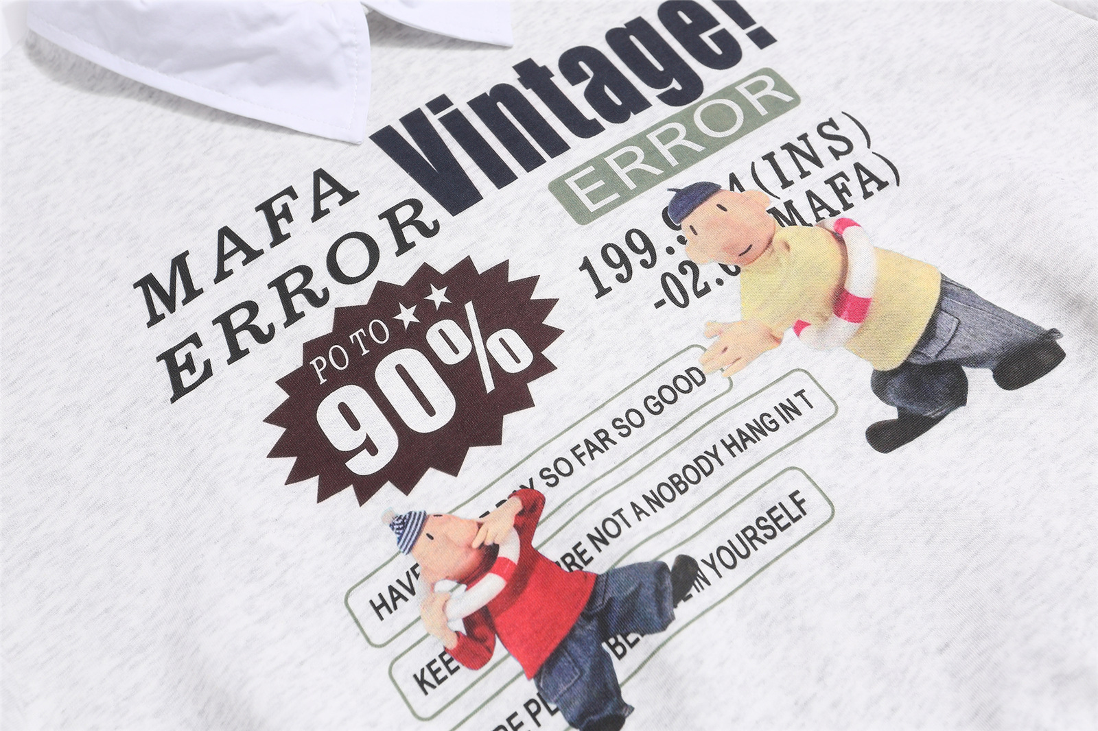 Vintage American Graphic Faux Layered Ribbed Collar Sweatshirt