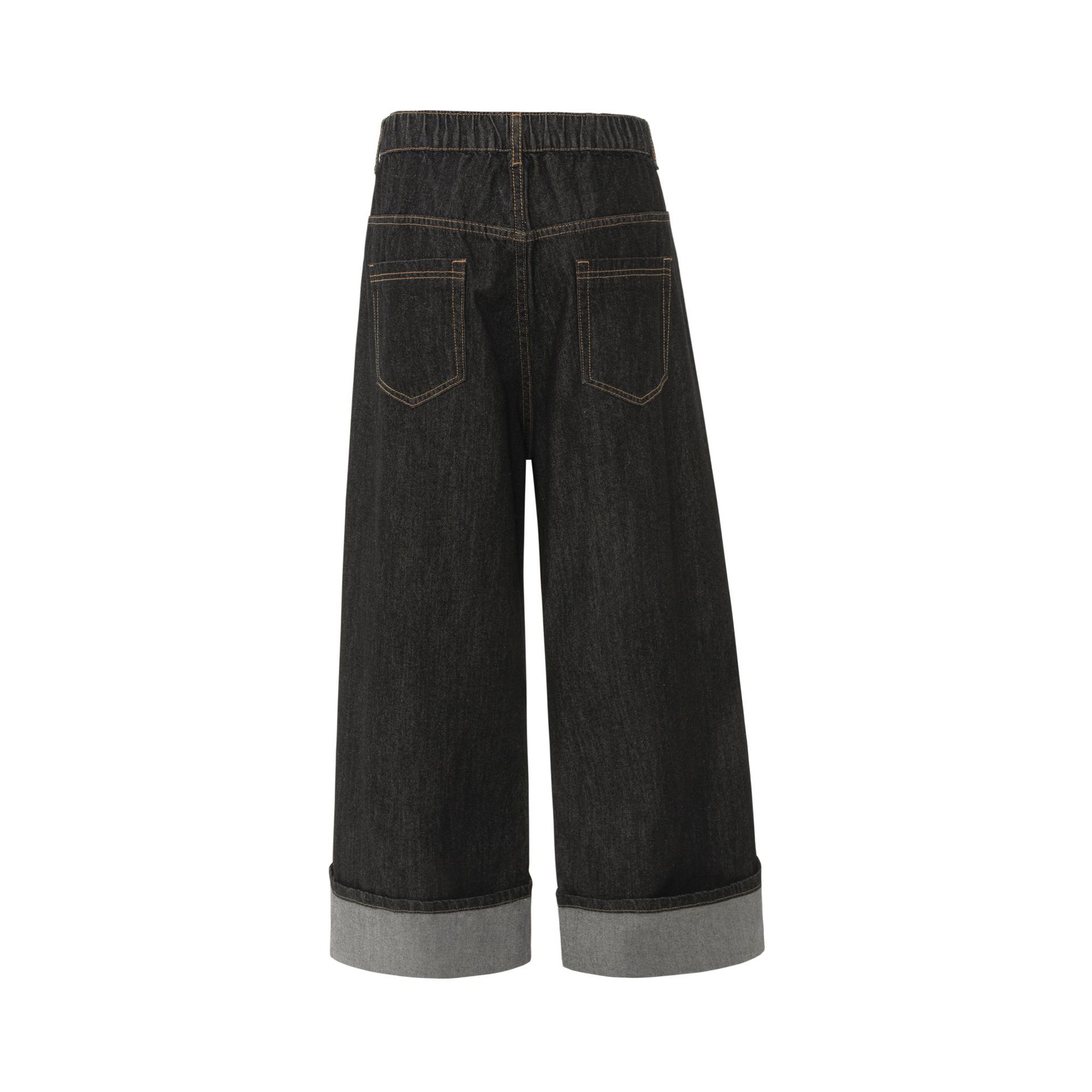 Street Style Vintage Raw Denim Deconstructed Design Men's Loose Wide-Leg Jeans