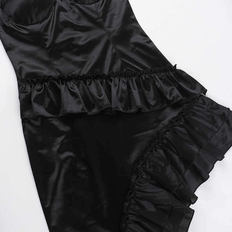 Structured Asymmetric Frilled High Waist Skirt