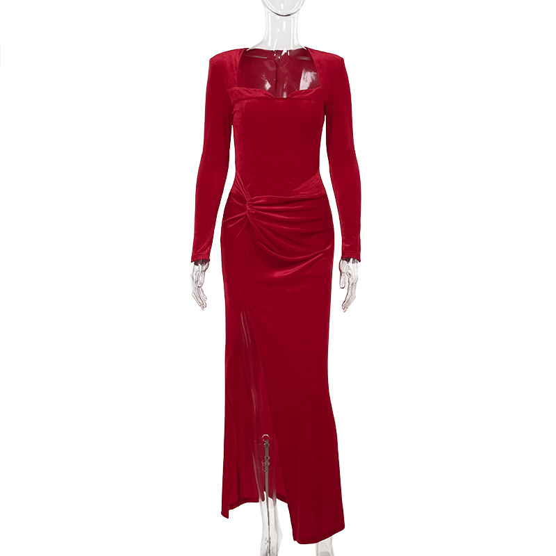 Full Sleeve Bodycon Square Neck High Waist Dress