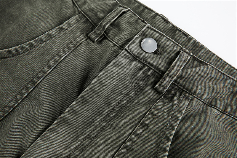 Multi-Pocket Cargo Pants Loose Wide-Leg Casual Trousers