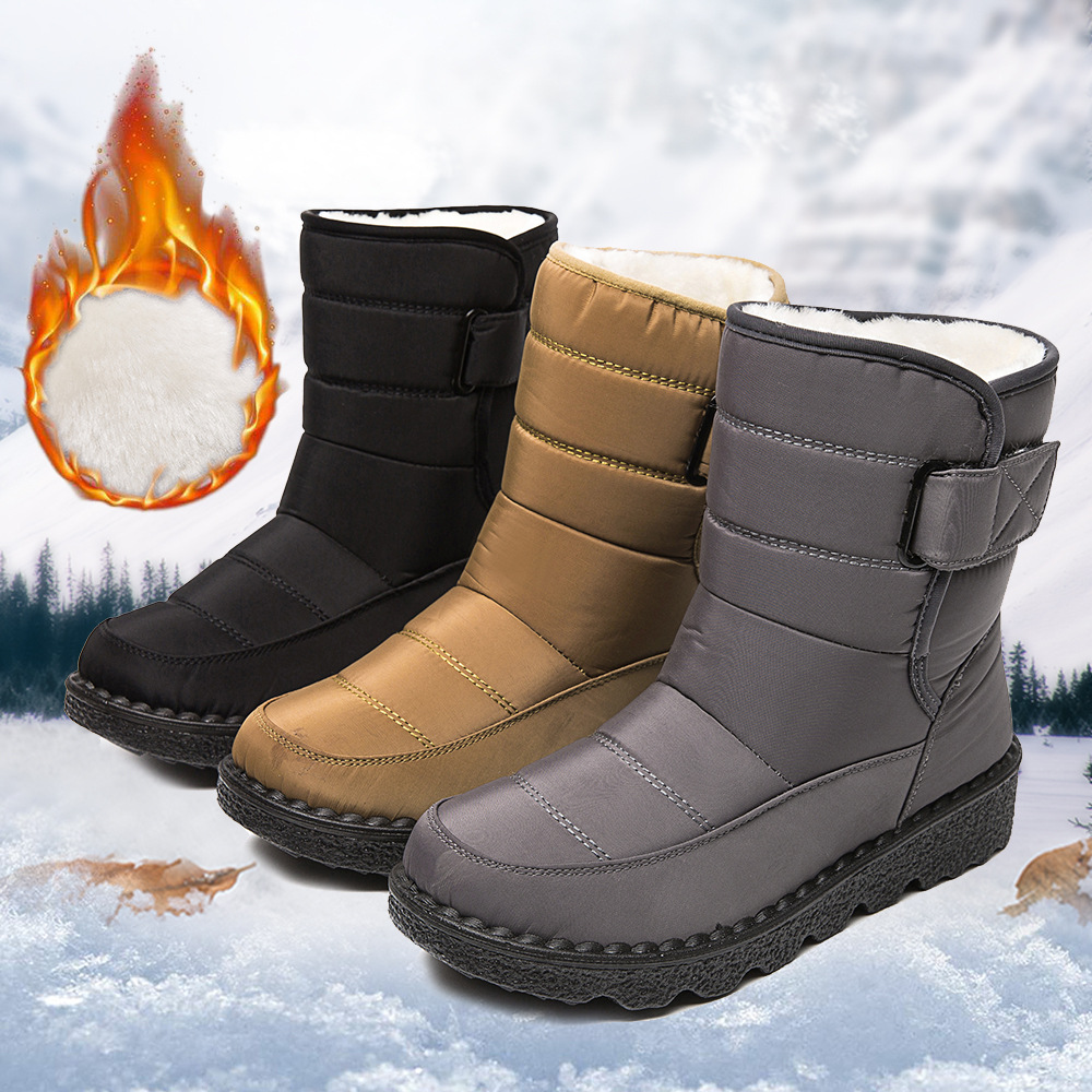 Winter New Snow Boots Women's High Top Waterproof Cotton Shoes Casual Short Tube Plush Plus Large Cotton Boots 43 Amazon